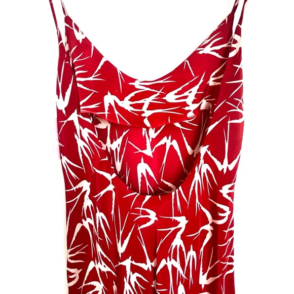 BLU MOON Red Bird Bias High Low 100% Silk Maxi Dress Brand New w/Tags Sz. Small - Picture 4 of 10